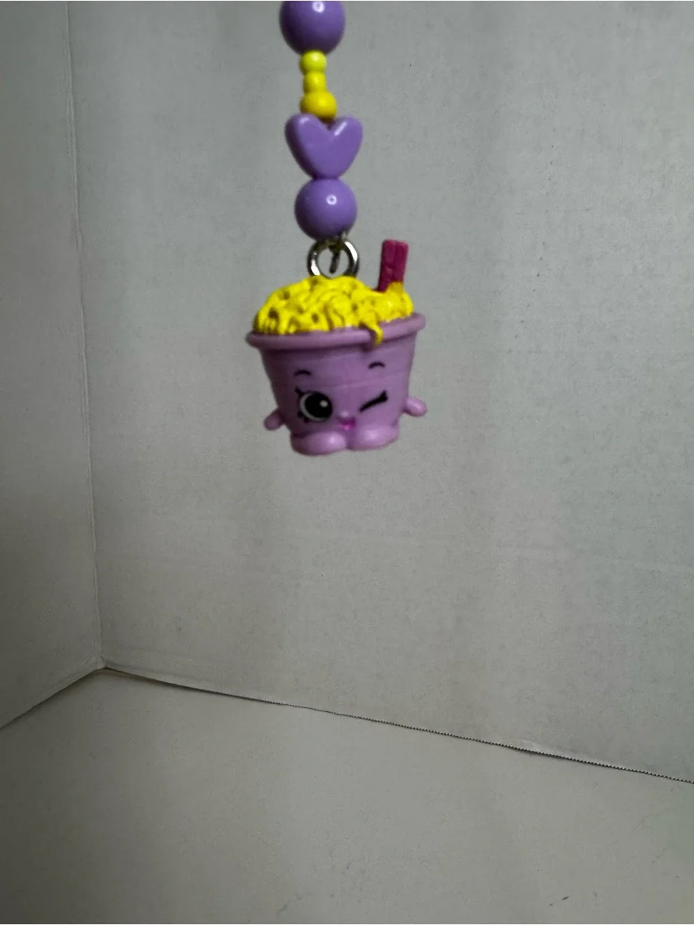 Shopkins Purple and Yellow Noodle Cup Keychain Charm